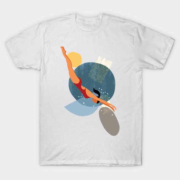 Swimmer Diving Silhouette Pool Water Sport | Passion T-Shirt by Art by Ergate